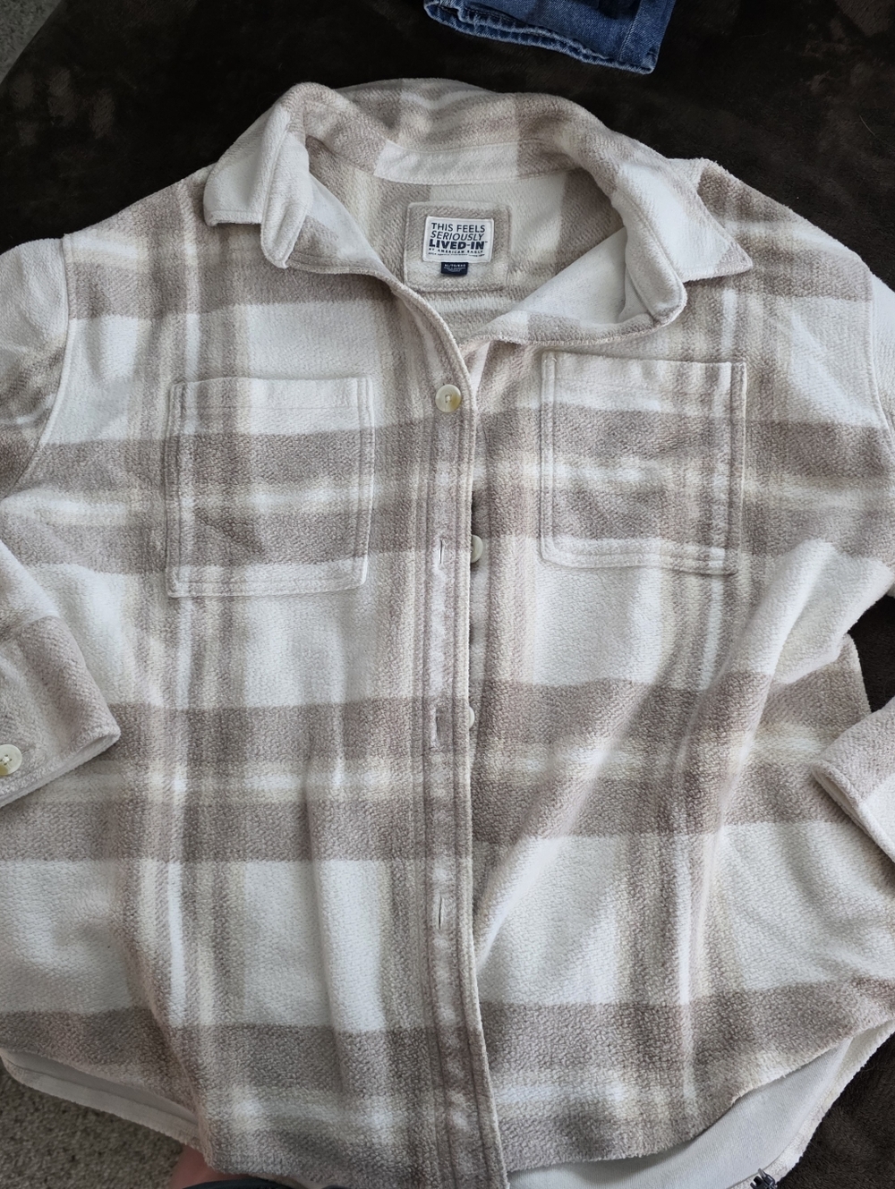 American Eagle Oversized Plaid Fleece Shacket